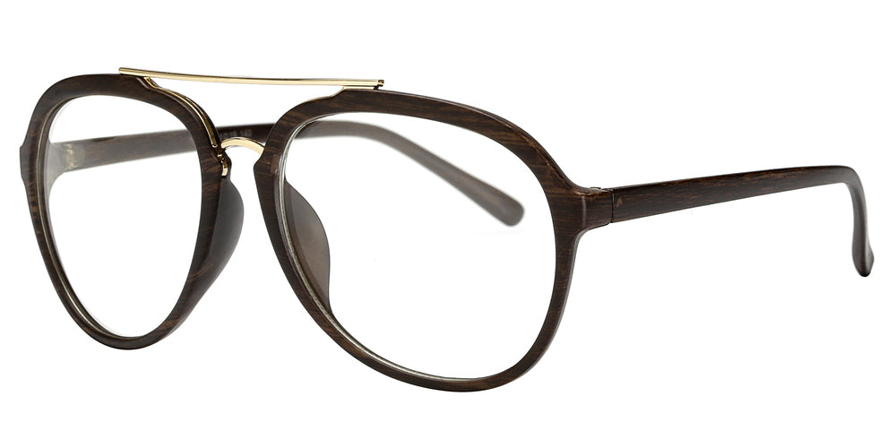 Wholesale - 7809 Clear - Retro Oval Shaped Sunglasses with Metal Brow Bar and Clear Lens - Dynasol Eyewear