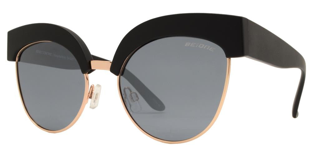 Wholesale - PL Magdalena - Polarized Women Classic Cat Eye Flat Lens Half Rimmed Plastic Sunglasses - Dynasol Eyewear