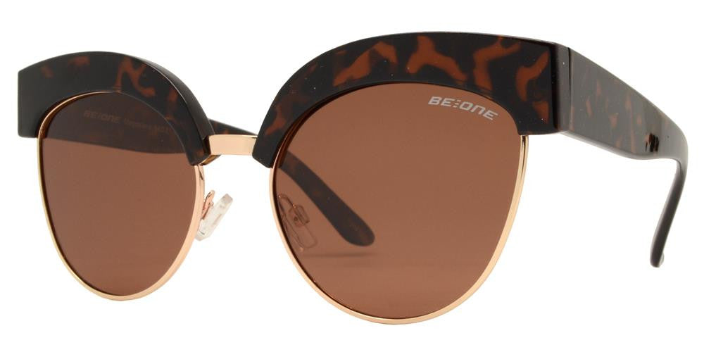 Wholesale - PL Magdalena - Polarized Women Classic Cat Eye Flat Lens Half Rimmed Plastic Sunglasses - Dynasol Eyewear