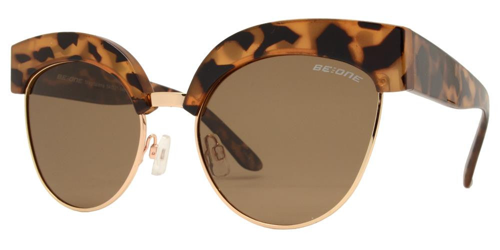 Wholesale - PL Magdalena - Polarized Women Classic Cat Eye Flat Lens Half Rimmed Plastic Sunglasses - Dynasol Eyewear