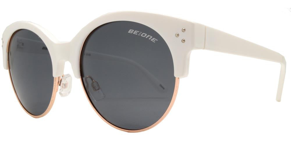 Wholesale - PL Olvera - Polarized Classic Round Half Rimmed Plastic Sunglasses - Dynasol Eyewear