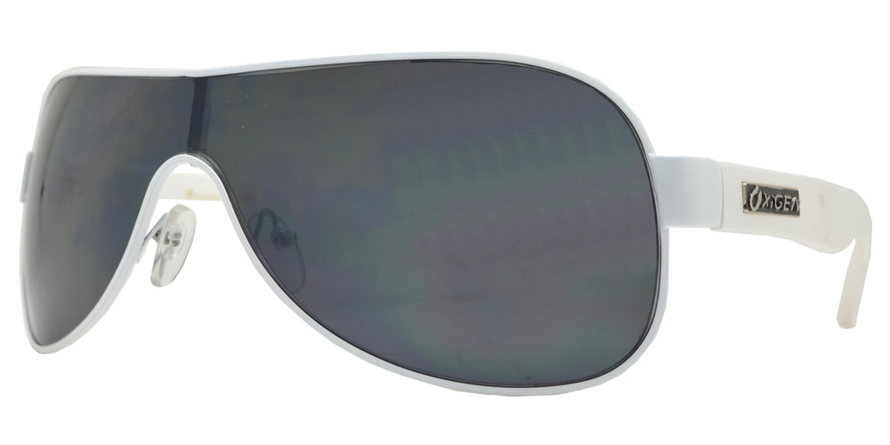 Wholesale - OX 2663 - Rectangular One Piece Shield Plastic Temple Metal Sunglasses - Dynasol Eyewear