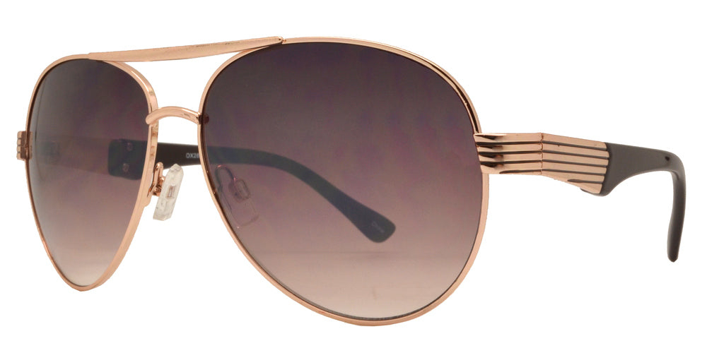 Wholesale - OX 2827 - Classic Metal Oval Shaped with Detailed Temple Sunglasses - Dynasol Eyewear