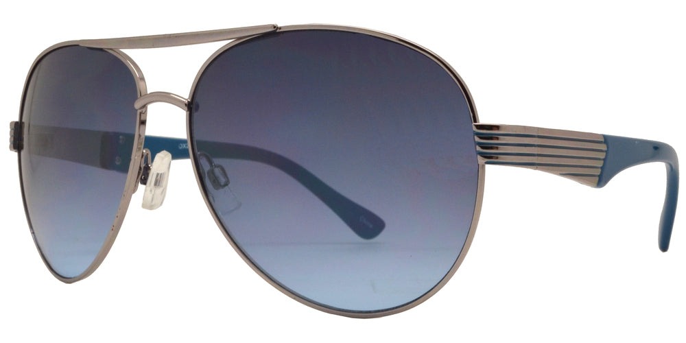 Wholesale - OX 2827 - Classic Metal Oval Shaped with Detailed Temple Sunglasses - Dynasol Eyewear