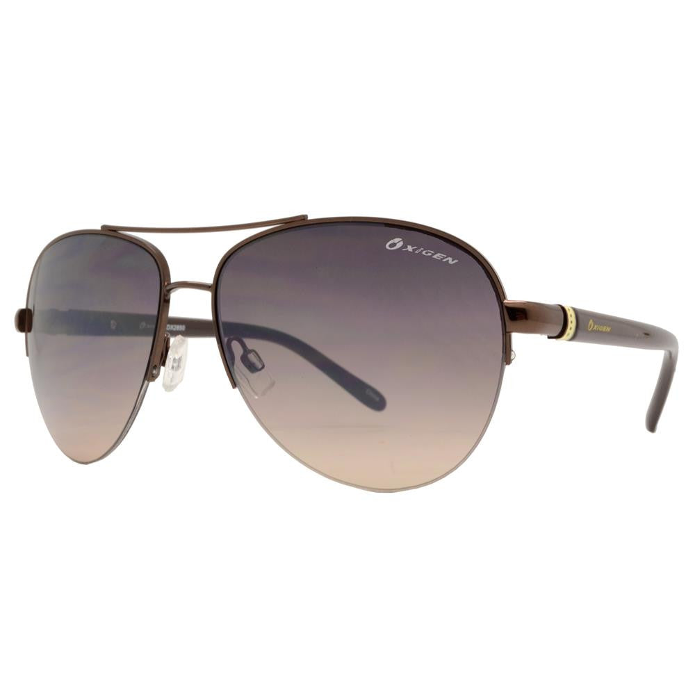 Wholesale - OX 2850 - Classic Aviator Half Rimmed with Brow Bar Metal Sunglasses - Dynasol Eyewear