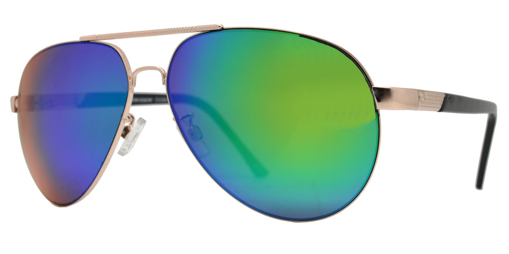 Wholesale - OX 2863 RVC - Classic Oval Shaped Metal Sunglasses with Color Mirror Lens - Dynasol Eyewear