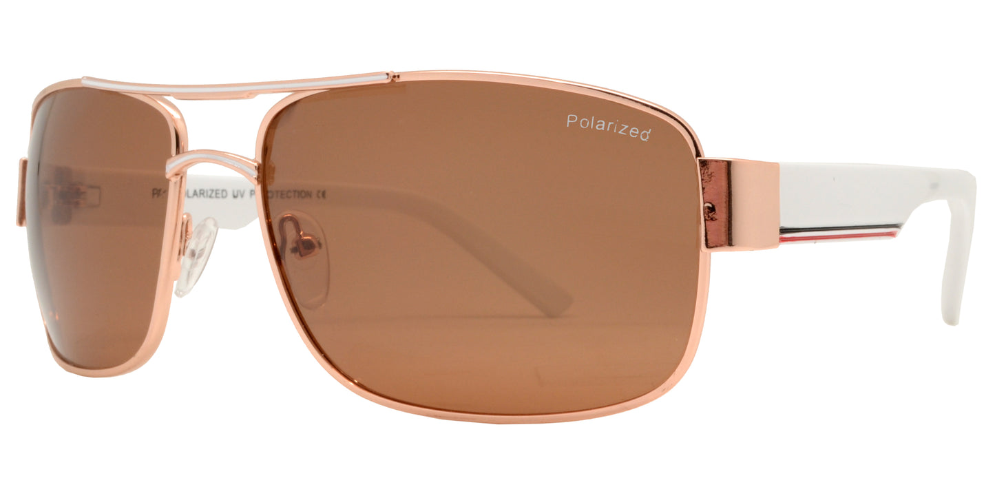 PL 2511 - Polarized Rectangular Metal Sunglasses with 1.1mm Lens