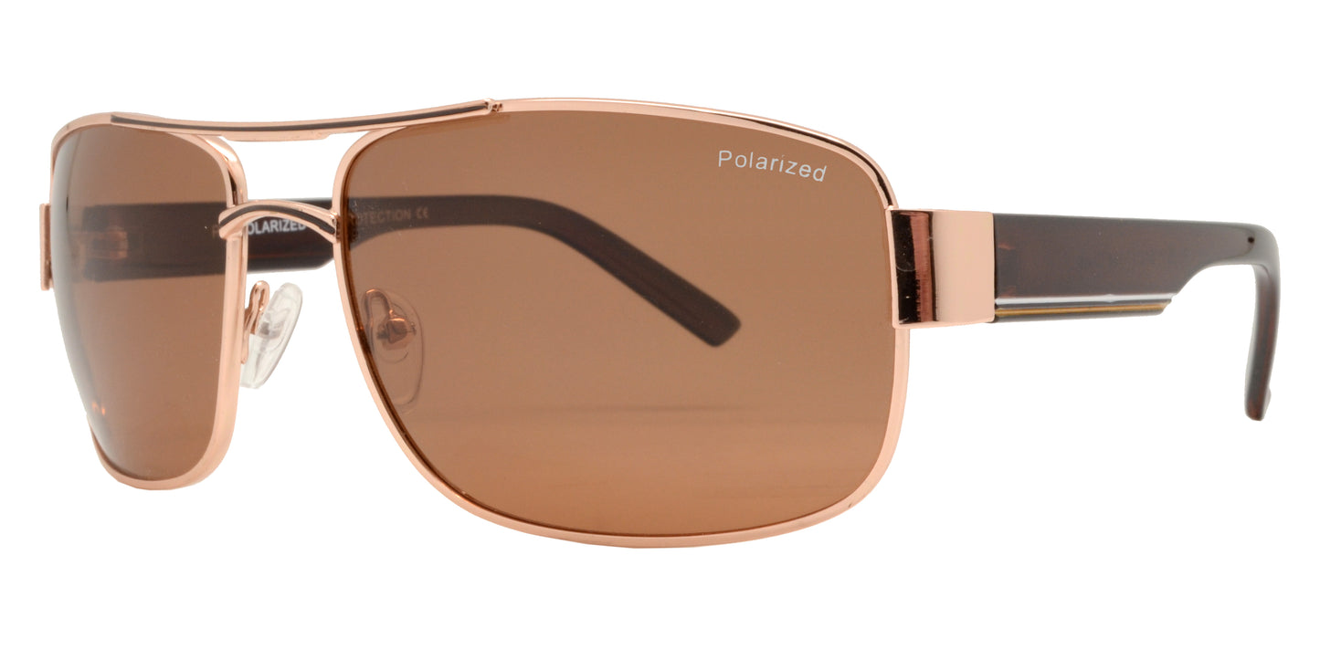 PL 2511 - Polarized Rectangular Metal Sunglasses with 1.1mm Lens