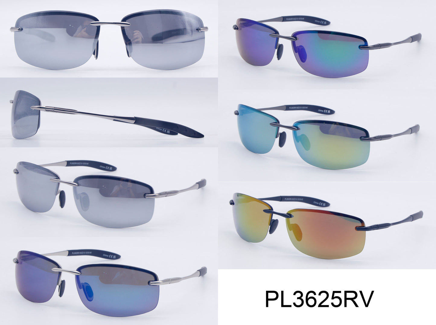 PL 3625 RVC - Polarized Men Rimless Sport with Color Mirror Lens Metal Sunglasses
