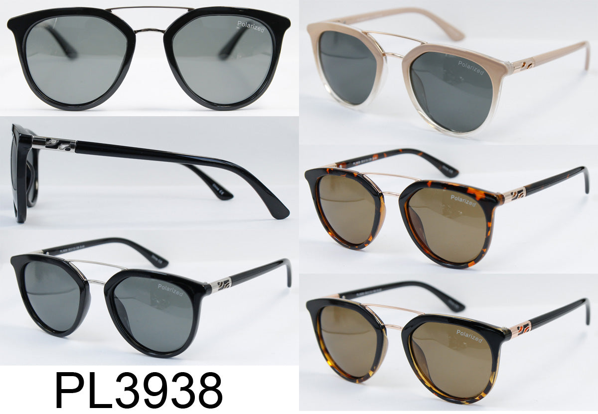 PL 3938 - Polarized Round Plastic Sunglasses