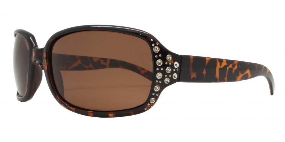 Wholesale - PL 7224 - Women's Rectangular Polarized Sunglasses with Rhinestones - Dynasol Eyewear