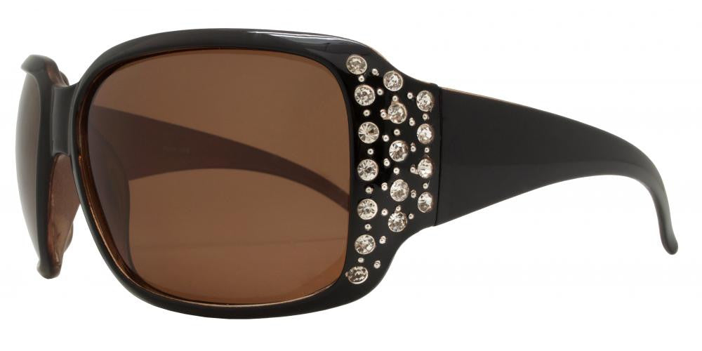 Wholesale - PL 7332 BX - Women's Oversize Square Polarized Sunglasses with Rhinestones - Dynasol Eyewear