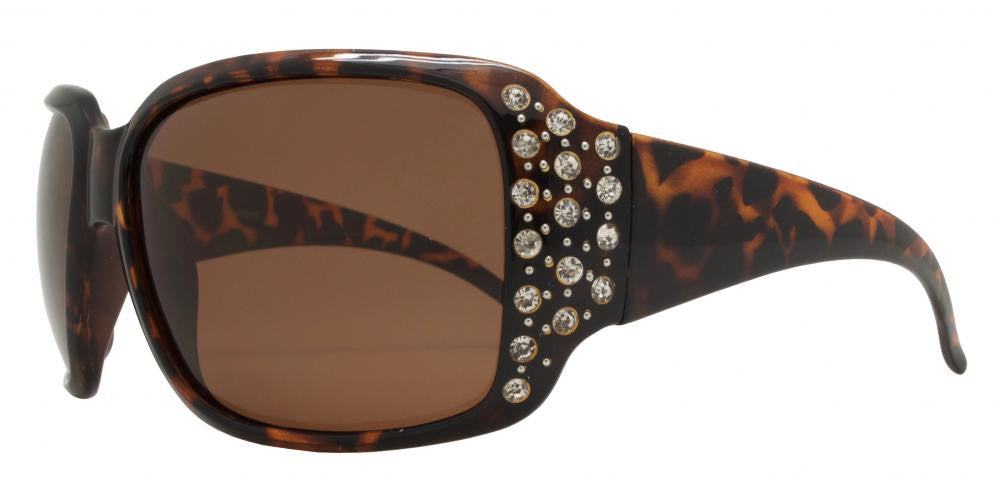 Wholesale - PL 7332 BX - Women's Oversize Square Polarized Sunglasses with Rhinestones - Dynasol Eyewear