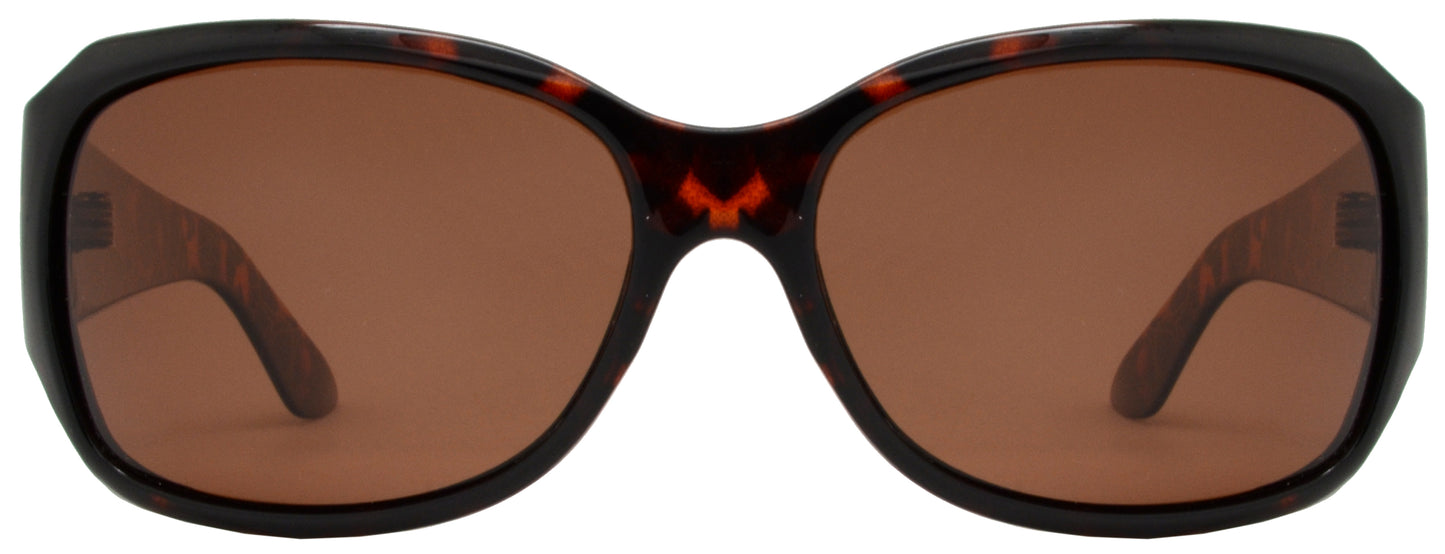 PL 7404 - Square Frame with Pattern Temple Plastic Polarized Sunglasses