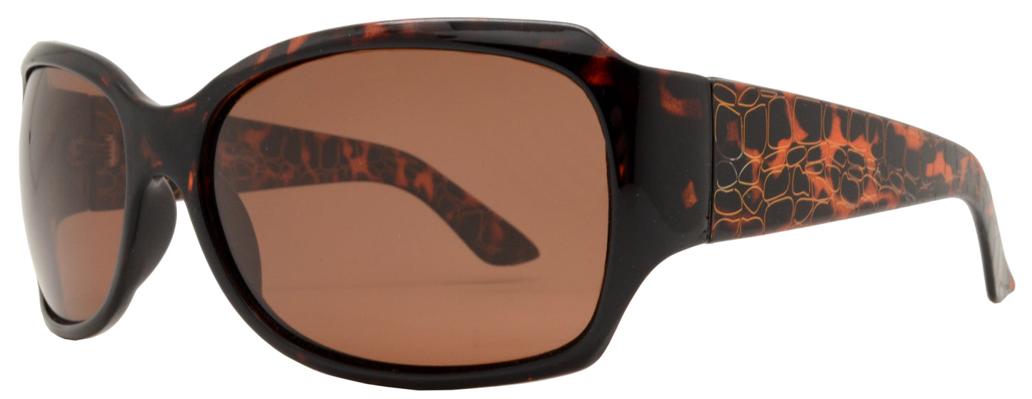 PL 7404 - Square Frame with Pattern Temple Plastic Polarized Sunglasses