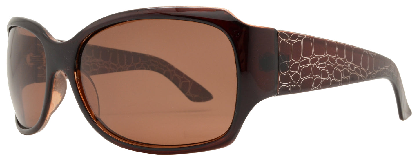 PL 7404 - Square Frame with Pattern Temple Plastic Polarized Sunglasses
