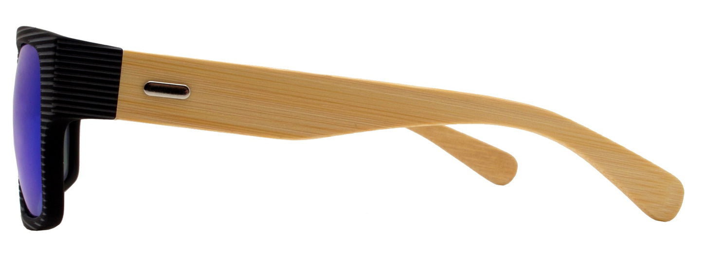 PL 7875 - Rectangular Rigid Frame Flat Top Bamboo Polarized Sunglasses