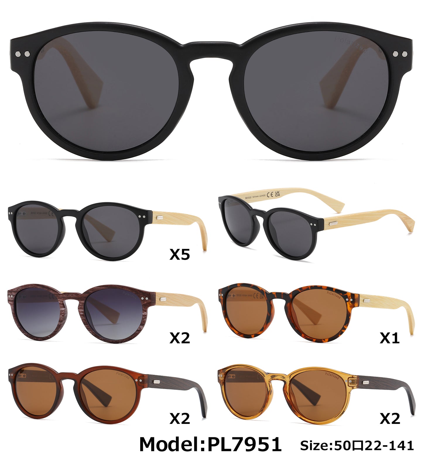 PL 7951 Bamboo Polarized Sunglasses