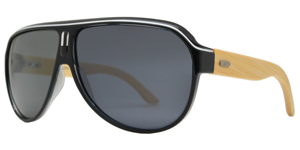 Wholesale - PL 2020 - Bamboo Polarized Retro Flat Top Sunglasses - Dynasol Eyewear