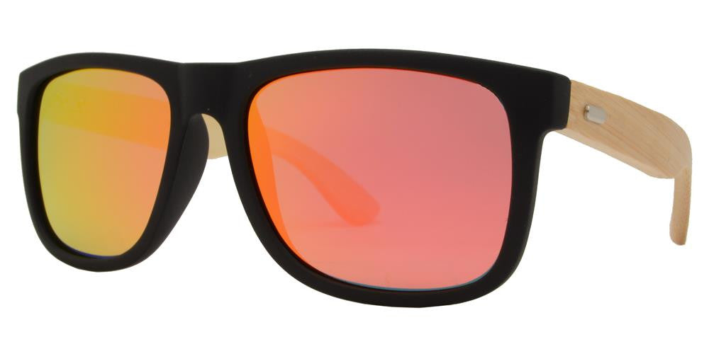 Wholesale - PL 2025 - Polarized Bamboo Square Horn Rimmed Sunglasses - Dynasol Eyewear