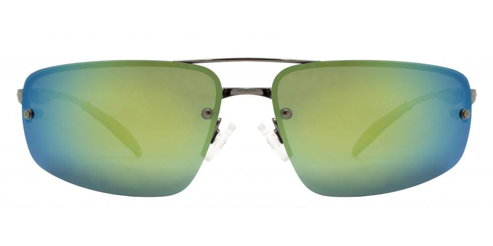 Wholesale - PL 3912 RVC -Polarized Men Rimless Rectangular Sport with Color Mirror Lens Metal Sunglasses - Dynasol Eyewear