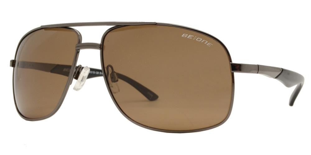 Wholesale - PL 3916 - Polarized Men Square Aviator with Brow Bar Metal Sunglasses - Dynasol Eyewear