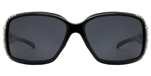 Wholesale - PL 7420 - Women's Polarized Square Sunglasses with Rhinestones and Pattern Temple - Dynasol Eyewear