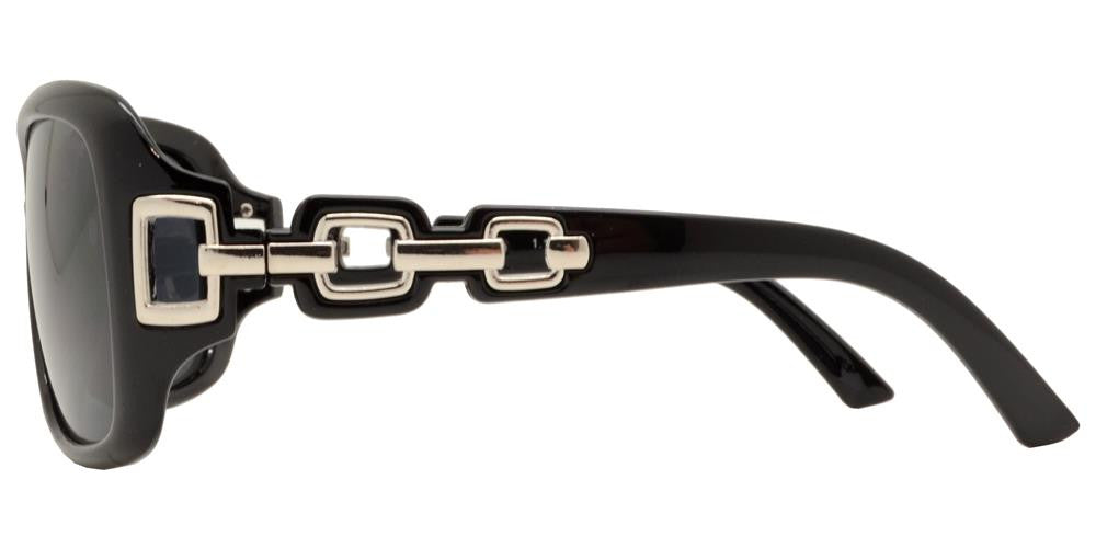 Wholesale - PL 7521 - Women's Square Polarized Sunglasses with Chain Detail Temple - Dynasol Eyewear