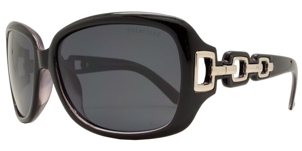 Wholesale - PL 7521 - Women's Square Polarized Sunglasses with Chain Detail Temple - Dynasol Eyewear