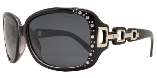 Wholesale - PL 7521 BX - Women's Square Polarized Sunglasses with Chain Detail Temple and Rhinestones - Dynasol Eyewear
