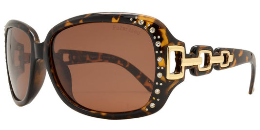 Wholesale - PL 7521 BX - Women's Square Polarized Sunglasses with Chain Detail Temple and Rhinestones - Dynasol Eyewear