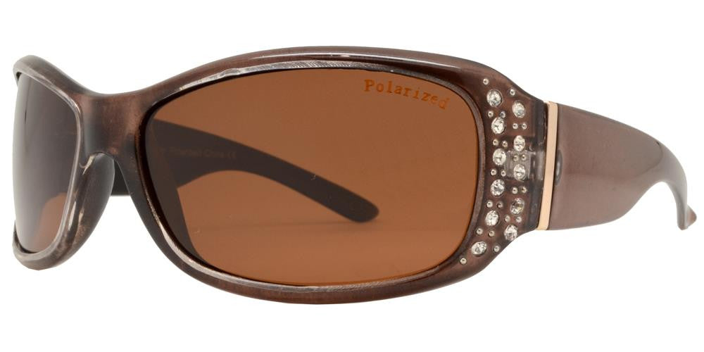 Wholesale - PL 7808 BX - Women's Rectangular Polarized with Metal Accent and Rhinestones - Dynasol Eyewear