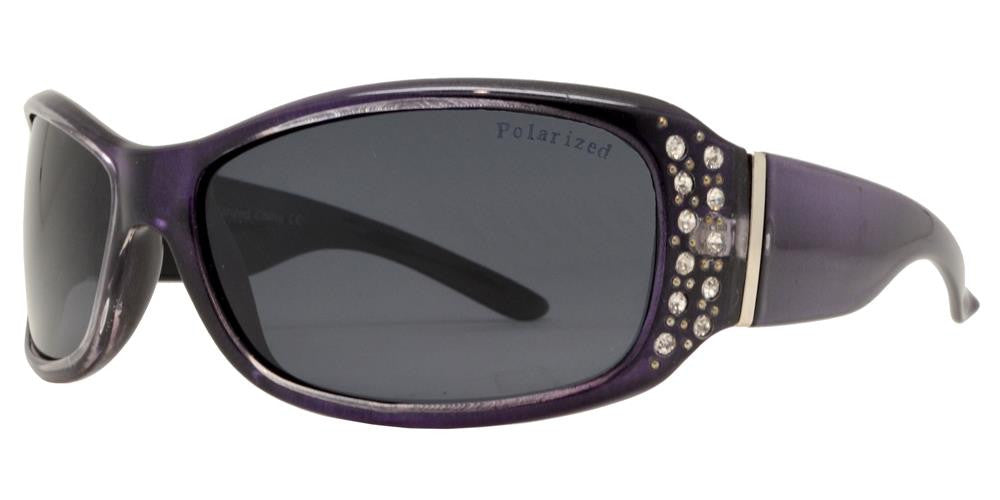 Wholesale - PL 7808 BX - Women's Rectangular Polarized with Metal Accent and Rhinestones - Dynasol Eyewear