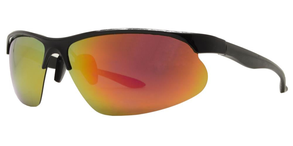 Wholesale - PL 967 RVC - Aluminum Half Rim Sports Polarized Sunglasses with Color Mirror Lens - Dynasol Eyewear