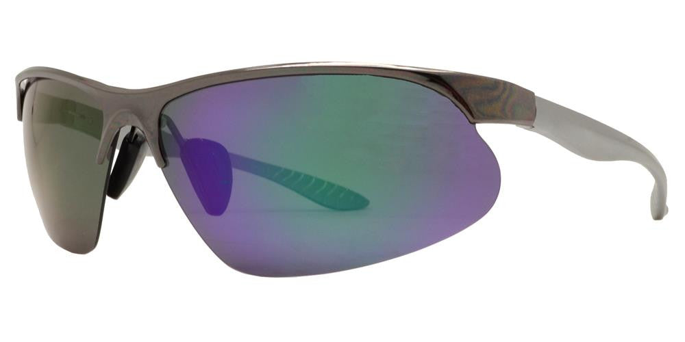 Wholesale - PL 967 RVC - Aluminum Half Rim Sports Polarized Sunglasses with Color Mirror Lens - Dynasol Eyewear