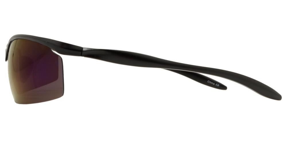 Wholesale - PL 982 RVC - Aluminum Rectangular Half Rimmed Sports Rimless Polarized Sunglasses with Color Mirror Lens - Dynasol Eyewear