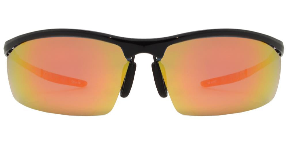 Wholesale - PL 985 RVC - Aluminum Rectangular Half Rimmed Sports Rimless Polarized Sunglasses with Color Mirror Lens - Dynasol Eyewear