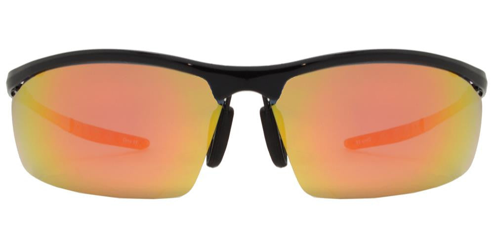 Wholesale - PL 985 RVC - Aluminum Rectangular Half Rimmed Sports Rimless Polarized Sunglasses with Color Mirror Lens - Dynasol Eyewear