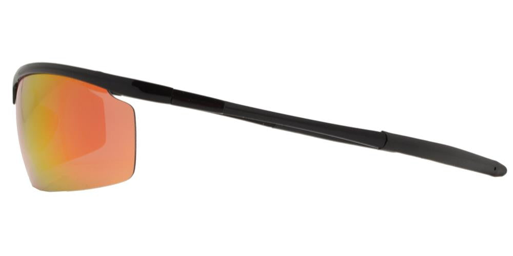 Wholesale - PL 985 RVC - Aluminum Rectangular Half Rimmed Sports Rimless Polarized Sunglasses with Color Mirror Lens - Dynasol Eyewear