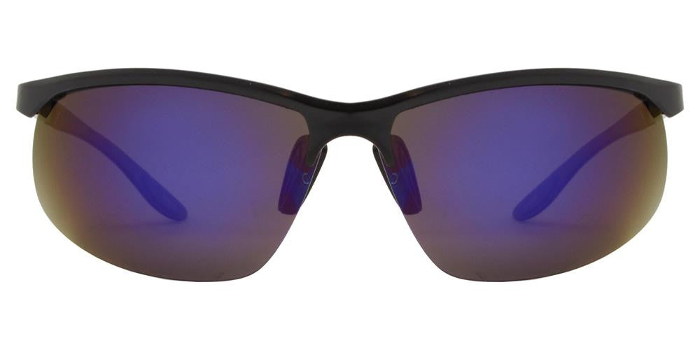 Wholesale - PL 986 RVC - Aluminum Rectangular Half Rimmed Sports Rimless Polarized Sunglasses with Color Mirror Lens - Dynasol Eyewear
