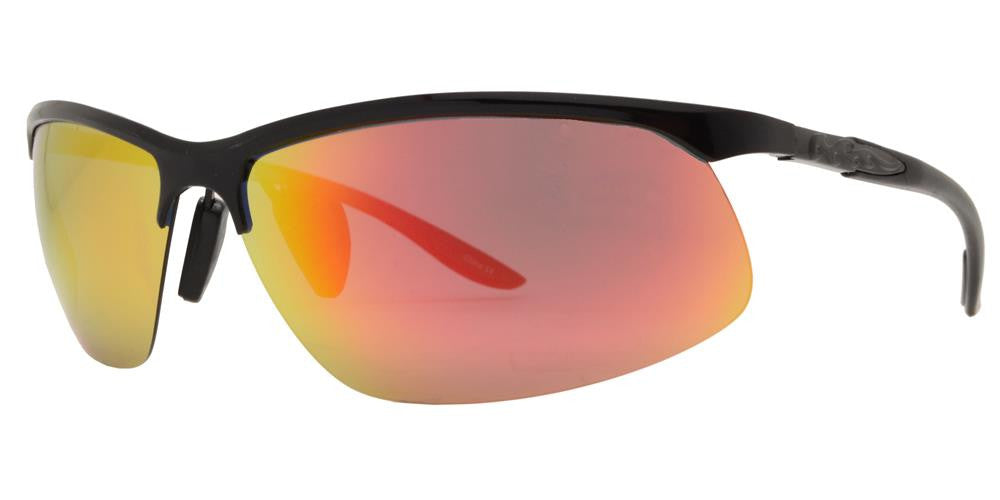 Wholesale - PL 986 RVC - Aluminum Rectangular Half Rimmed Sports Rimless Polarized Sunglasses with Color Mirror Lens - Dynasol Eyewear