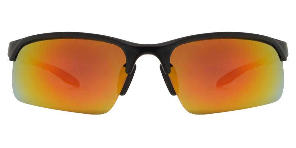 Wholesale - PL 988 RVC - Aluminum Rectangular Half Rimmed Sports Rimless Polarized Sunglasses with Color Mirror Lens - Dynasol Eyewear