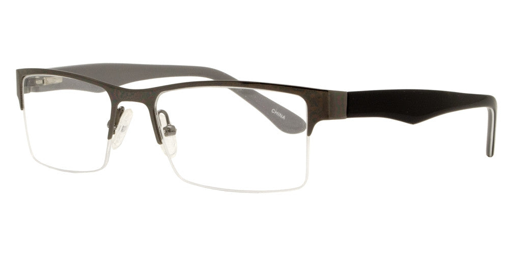 Wholesale - PZ 8737 ST - Half Rimmed Clear Lens Stainless Steel Sunglasses - Dynasol Eyewear