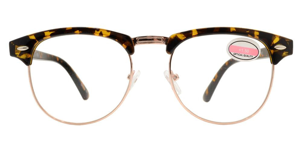 Wholesale - RS 1012 - Classic Horn Rimmed Half Rimmed with Metal Bridge Plastic Reading Glasses - Dynasol Eyewear