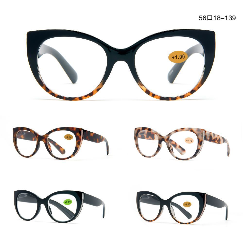 RS 1057 - Plastic Cat Eye Reading Glasses with Glitter