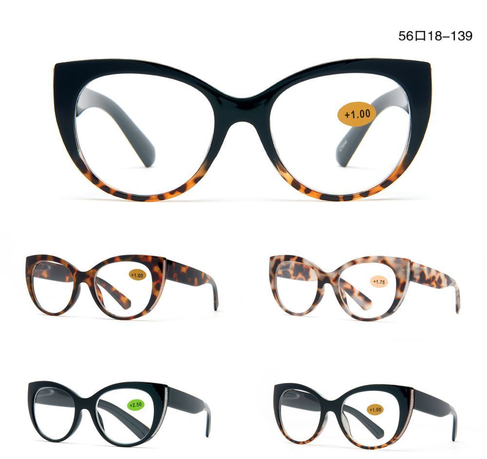 RS 1057 - Large Plastic Cat Eye Reading Glasses with Glitter