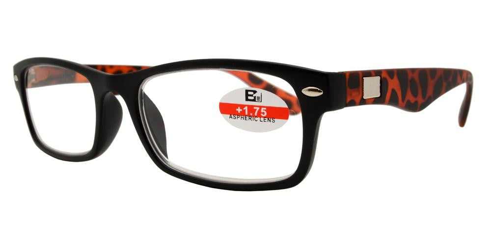 Wholesale - RS 1112 - Rectangular Classic Horn Rimmed Two Tone Plastic Reading Glasses - Dynasol Eyewear