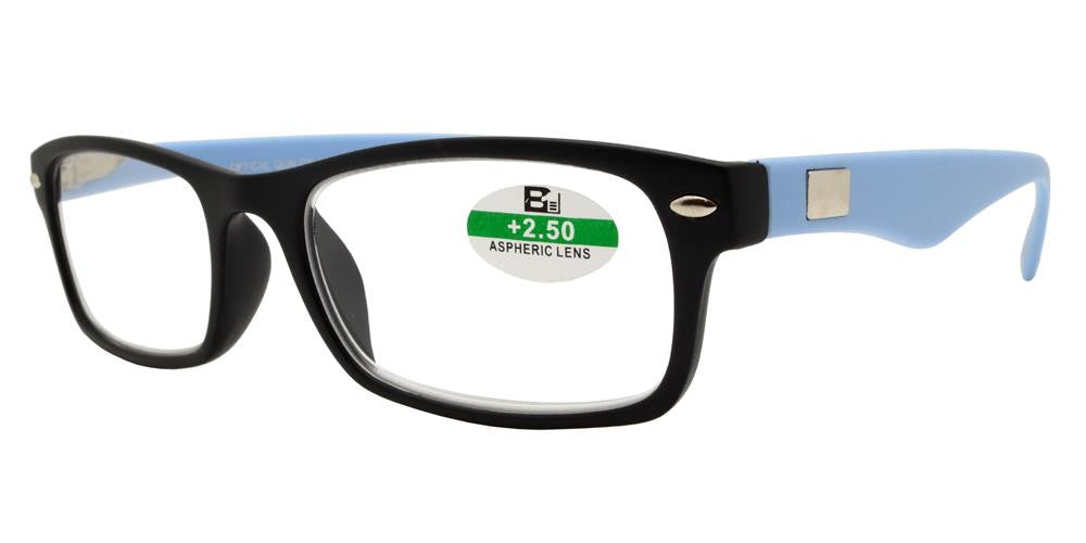 Wholesale - RS 1112 - Rectangular Classic Horn Rimmed Two Tone Plastic Reading Glasses - Dynasol Eyewear