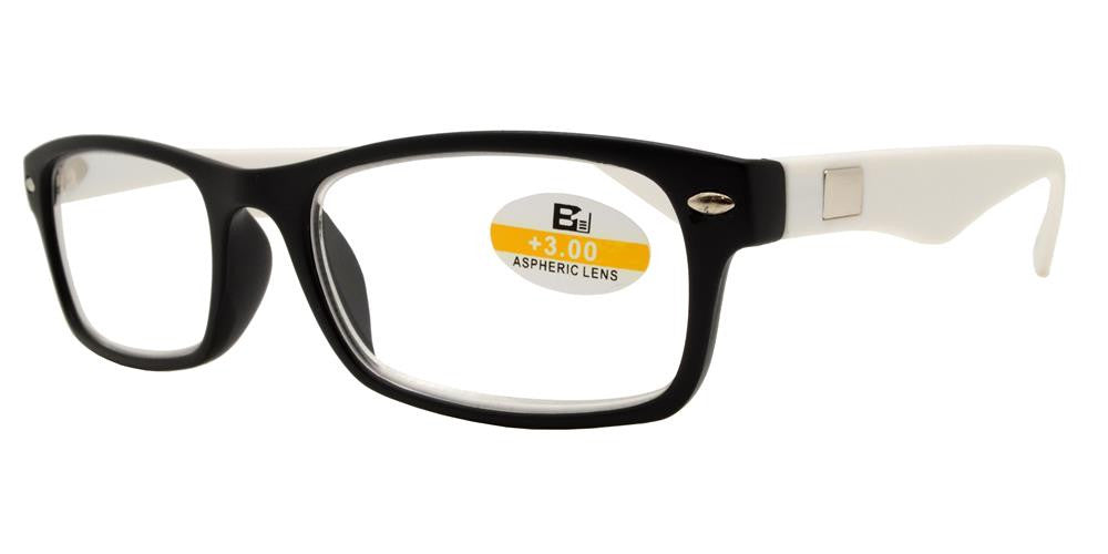 Wholesale - RS 1112 - Rectangular Classic Horn Rimmed Two Tone Plastic Reading Glasses - Dynasol Eyewear