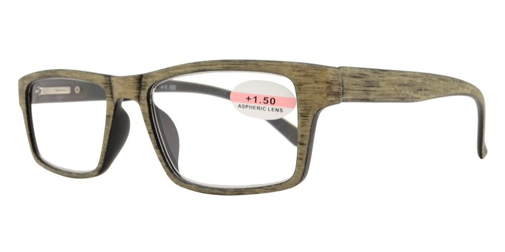 Wholesale - RS 1147 - Rectangular Horn Rimmed Faux Wood Finish Plastic Reading Glasses - Dynasol Eyewear